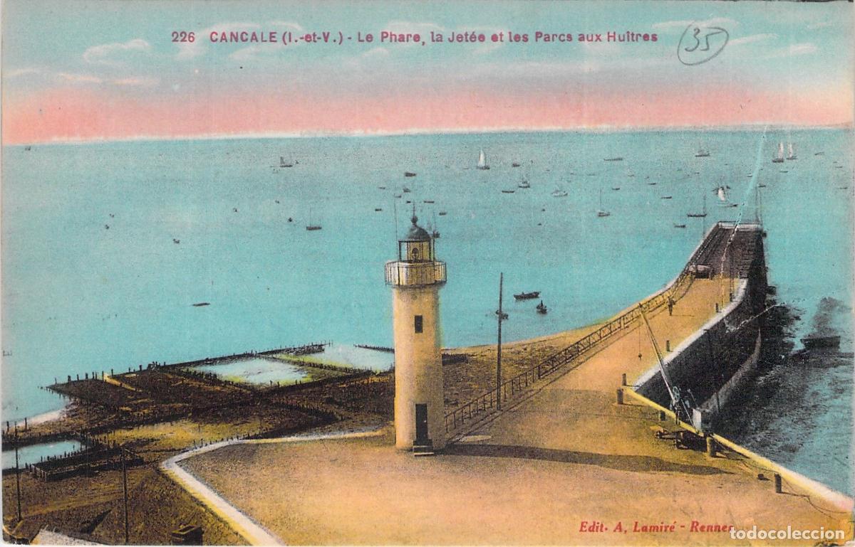 Postcards: Postal Cancale Francia Faro Escollera y Parques de Ostras
