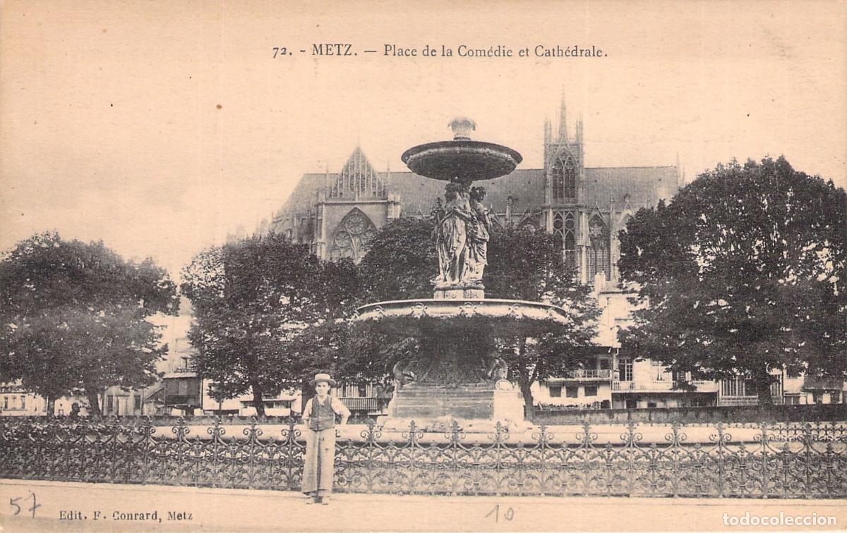 Postcards: Postal de Metz: Plaza de la Comedia y Catedral, Francia
