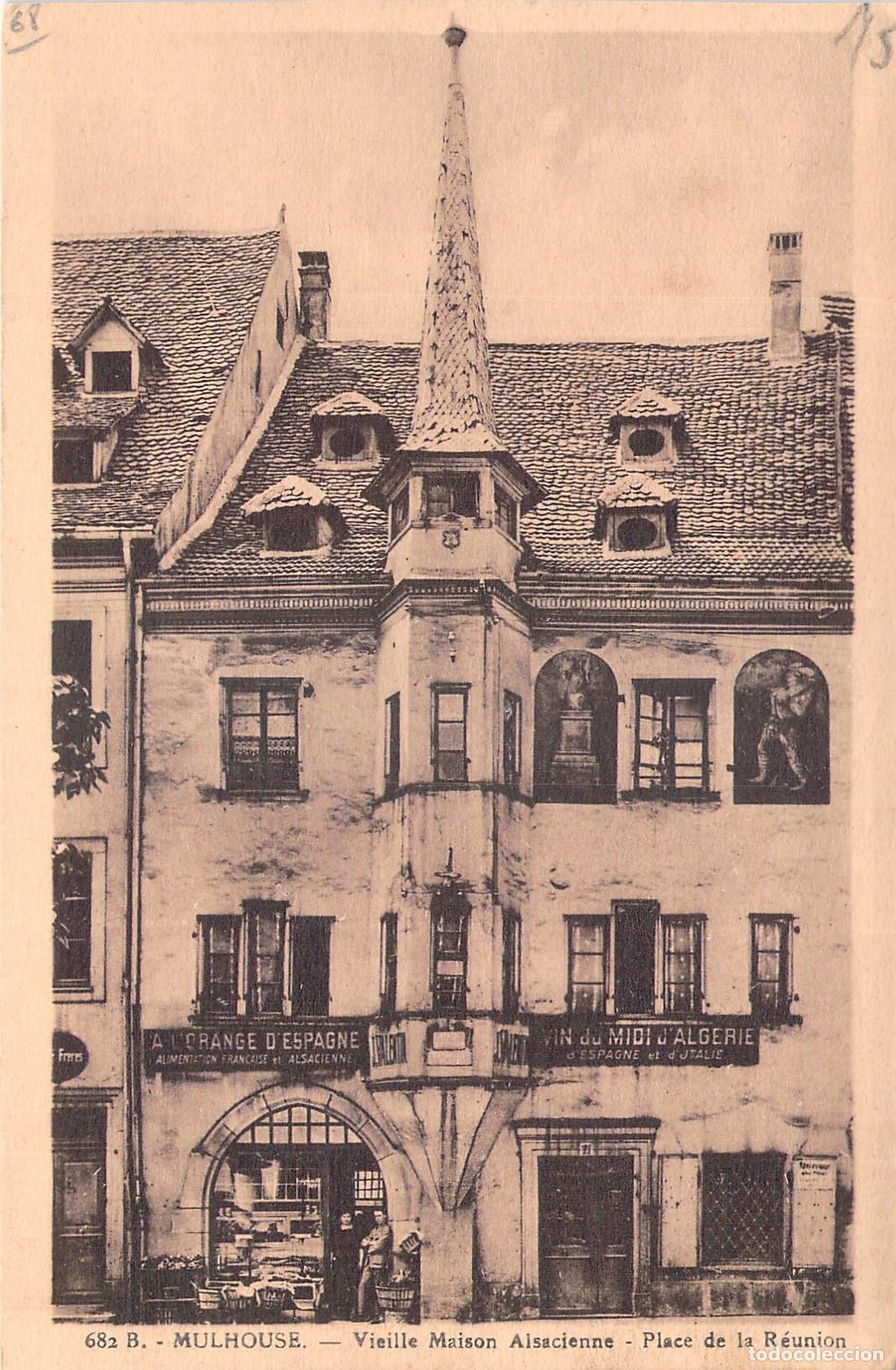 Postcards: Postal de la Vieja Casa Alsaciana en Mulhouse, Place de la R&eacute;union