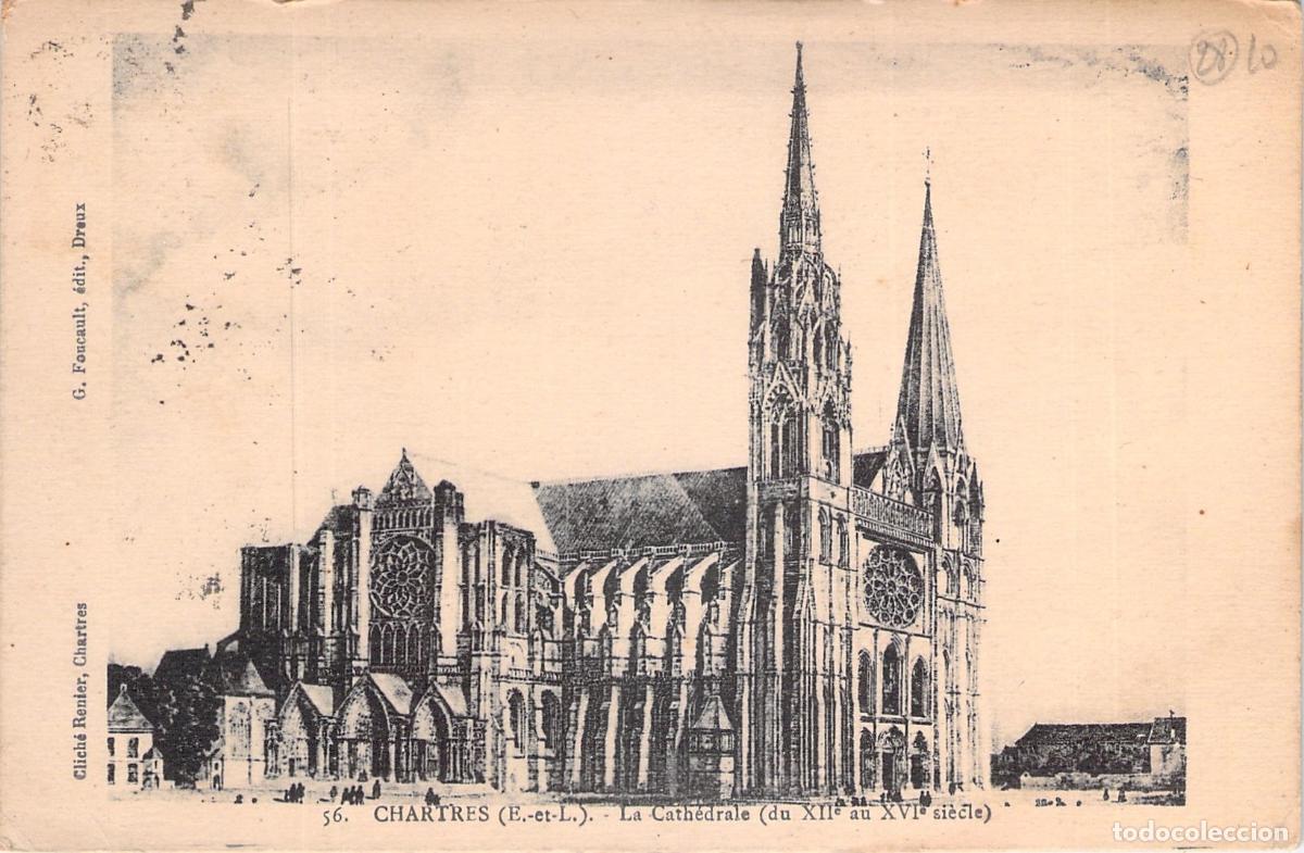 Postcards: Postal de la Catedral de Chartres, Francia, Arquitectura G&oacute;tica