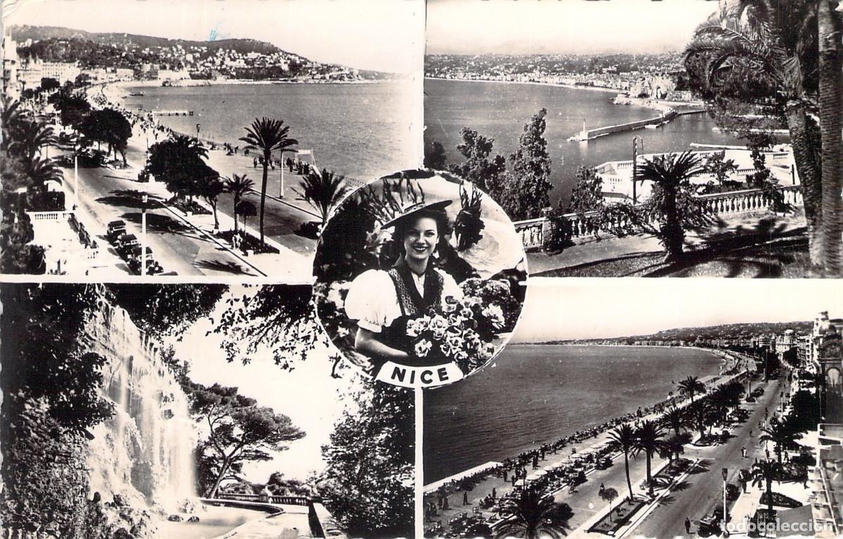 Postales: Postal multivista de Niza con Promenade des Anglais y Puerto