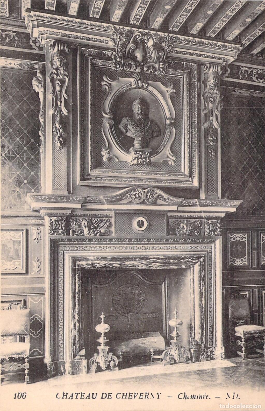 Postales: Postal del Ch&acirc;teau de Cheverny, Chimenea Interior Hist&oacute;rica