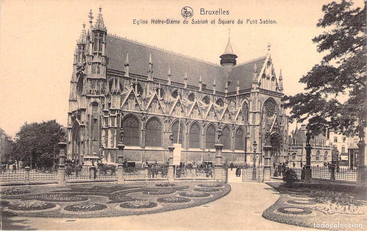 Postales: Postal Iglesia de Notre-Dame du Sablon y Plaza Petit Sablon Bruselas