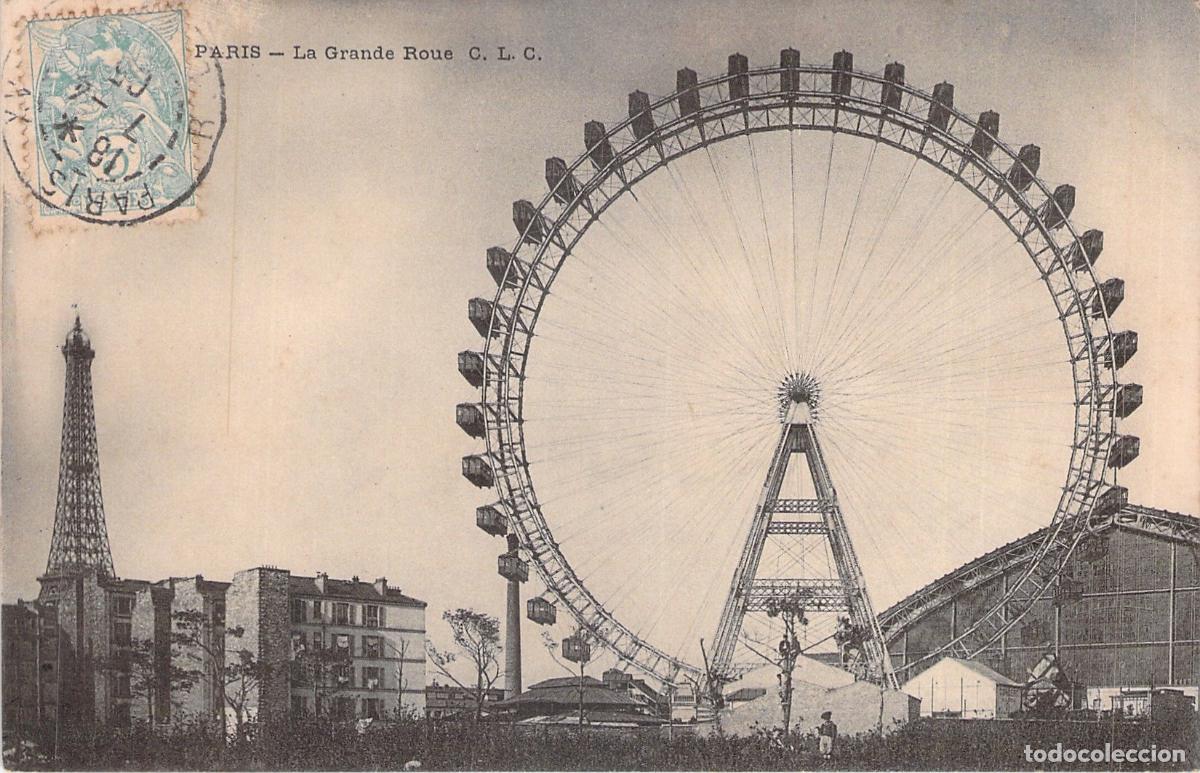Postales: Postal de Par&iacute;s con la Gran Rueda y la Torre Eiffel