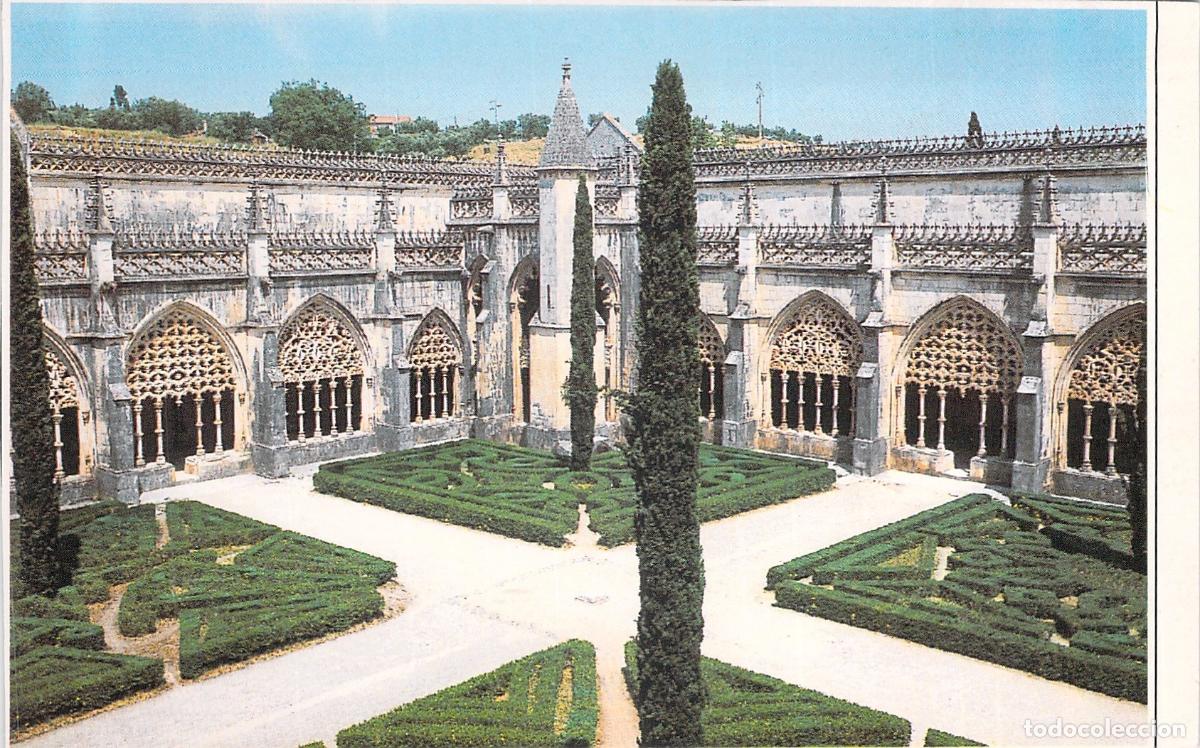Postales: Postal del Jard&iacute;n y Claustro Real del Monasterio de Batalha, Portugal
