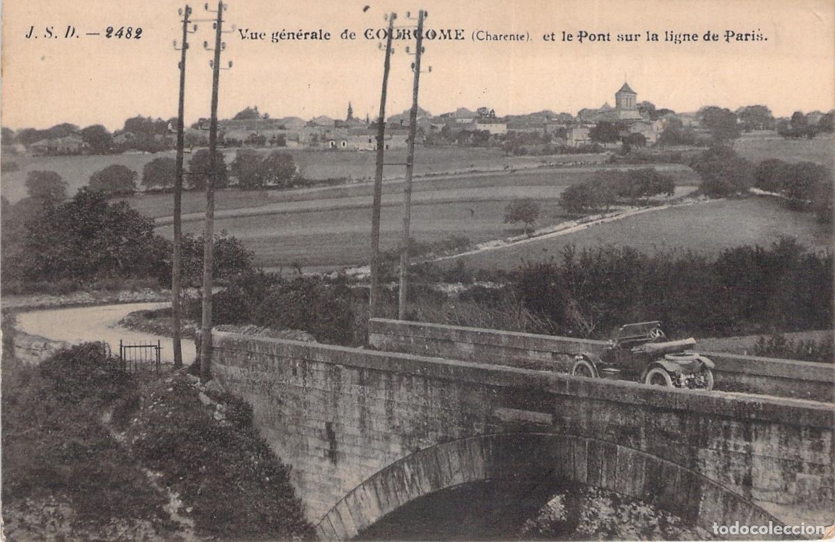 Postales: Postal de Courc&ocirc;me Charente Francia con Vista General y Puente