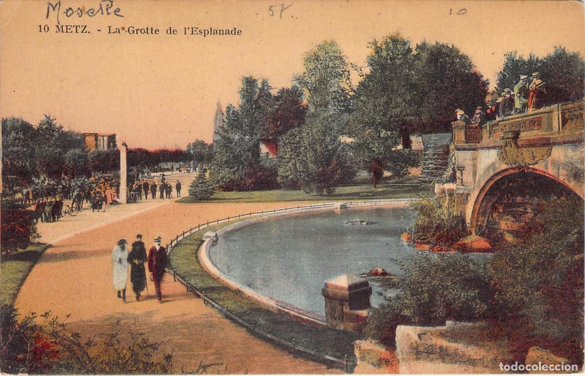 Postkarten: Postal de la Gruta de la Explanada en Metz, Francia