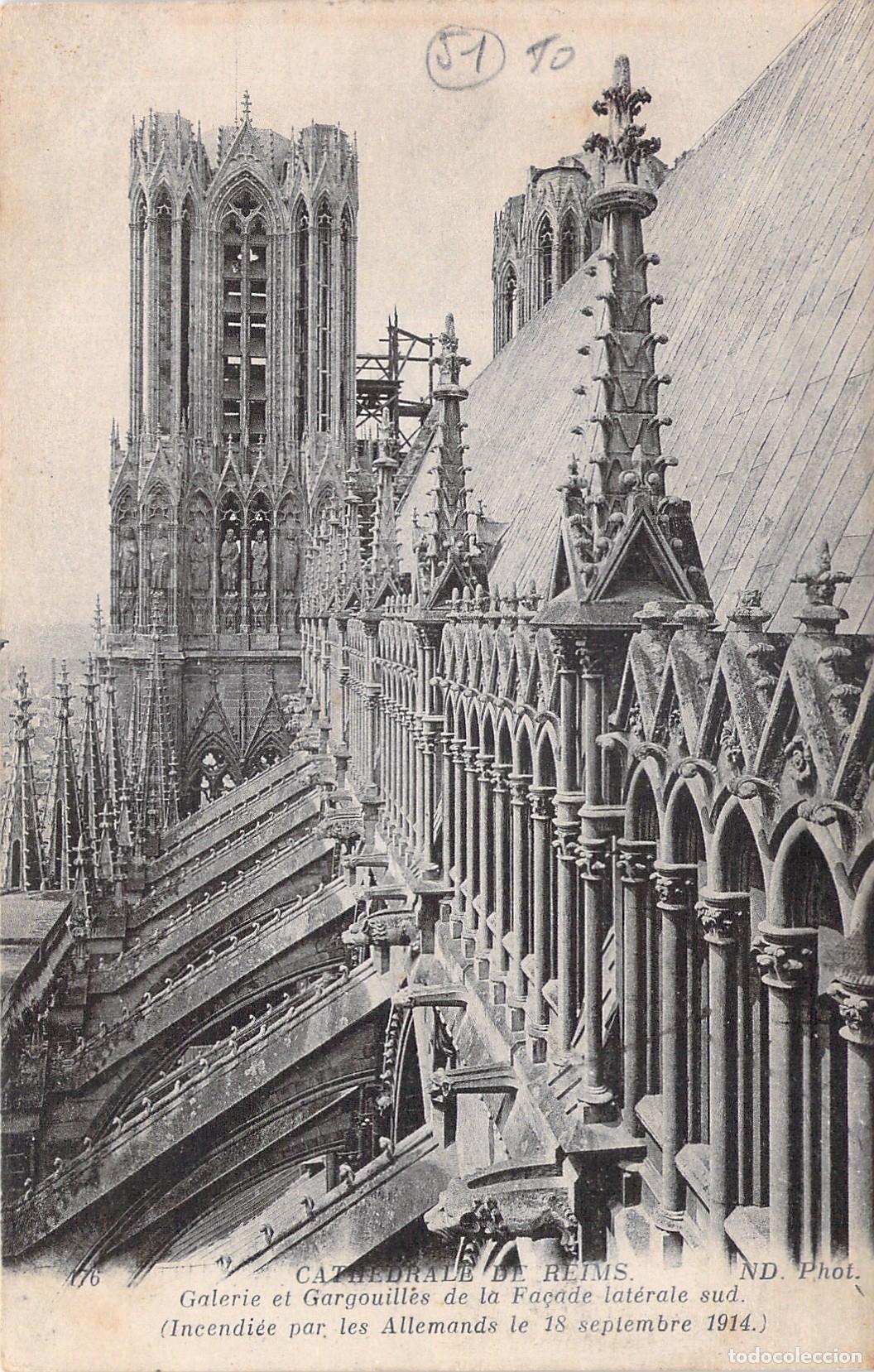 Postkarten: Tarjeta Postal de la Catedral de Reims y sus G&aacute;rgolas