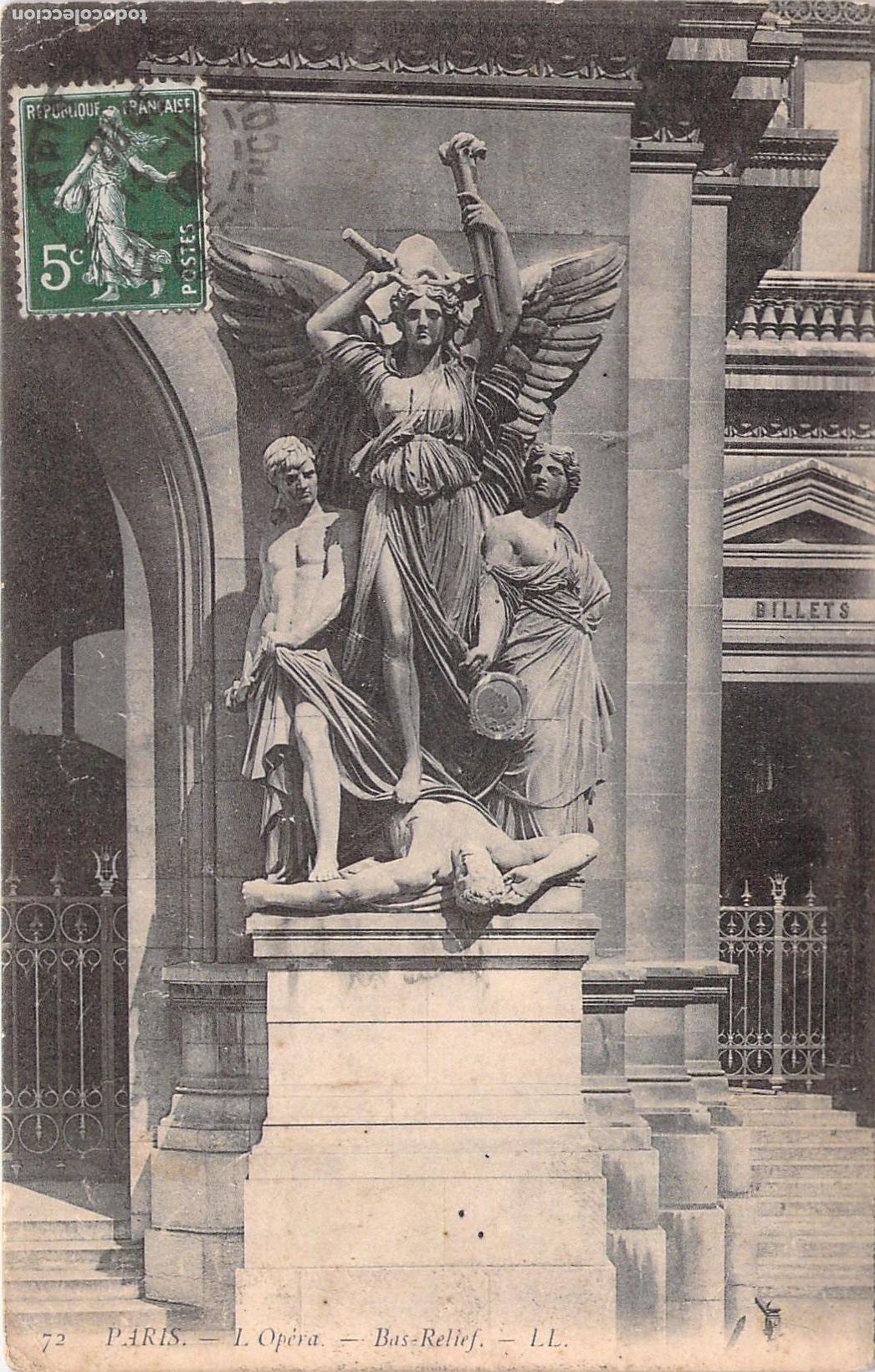 Postkarten: Postal de Par&iacute;s Bajorrelieve de la &Oacute;pera Garnier Francia