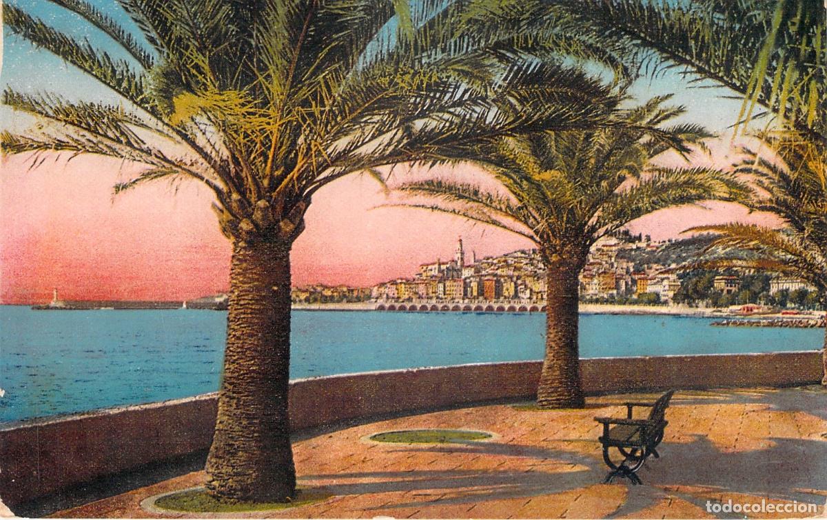 Postkarten: Postal de Menton Francia Vista de la Ciudad Vieja desde Garavan