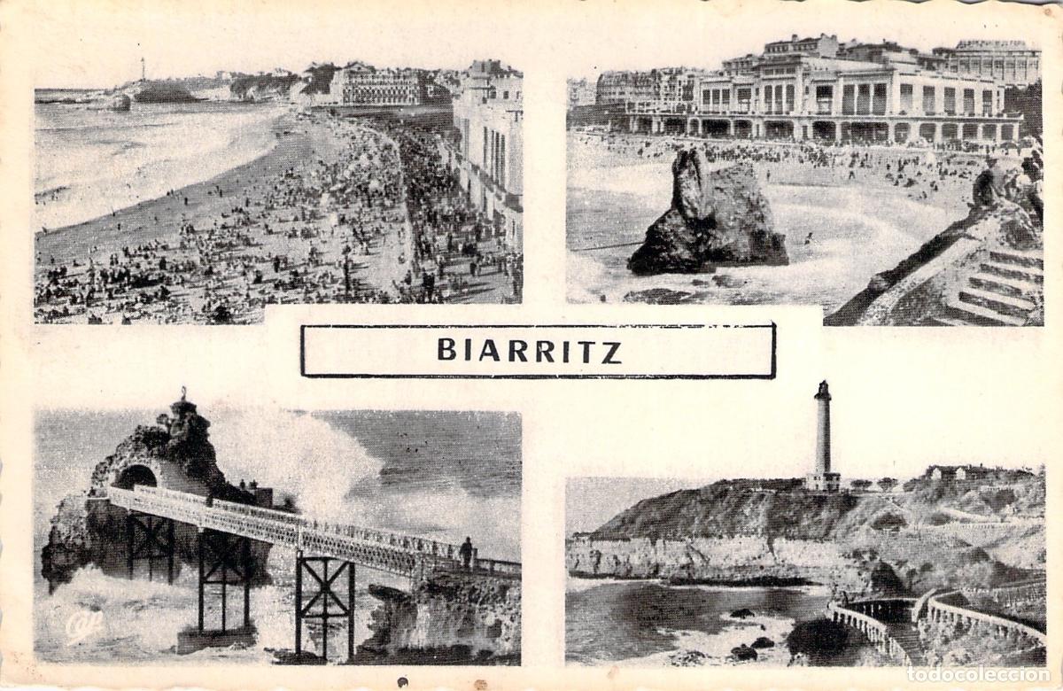Postkarten: Postal de Biarritz con Vistas de la Playa, Faro y Puente de la Virgen