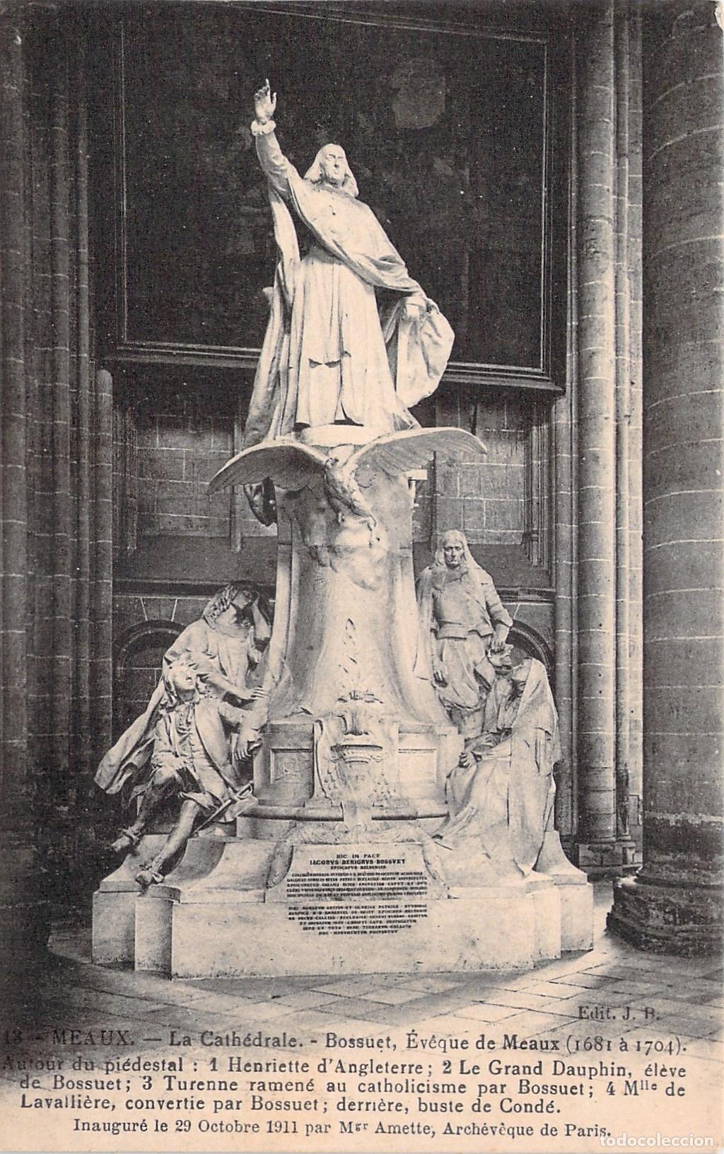 Postkarten: Postal de la Estatua de Bossuet en la Catedral de Meaux, Francia
