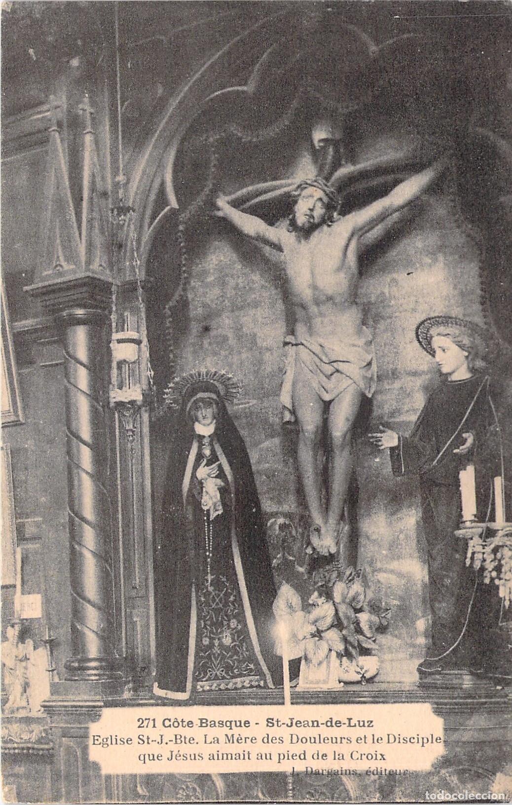 Postkarten: Postal Iglesia Saint-Jean-Baptiste San Juan de Luz Escultura Calvario
