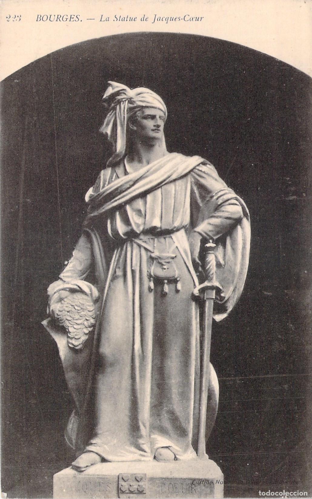 Postales: Postal de la Estatua de Jacques Coeur en Bourges