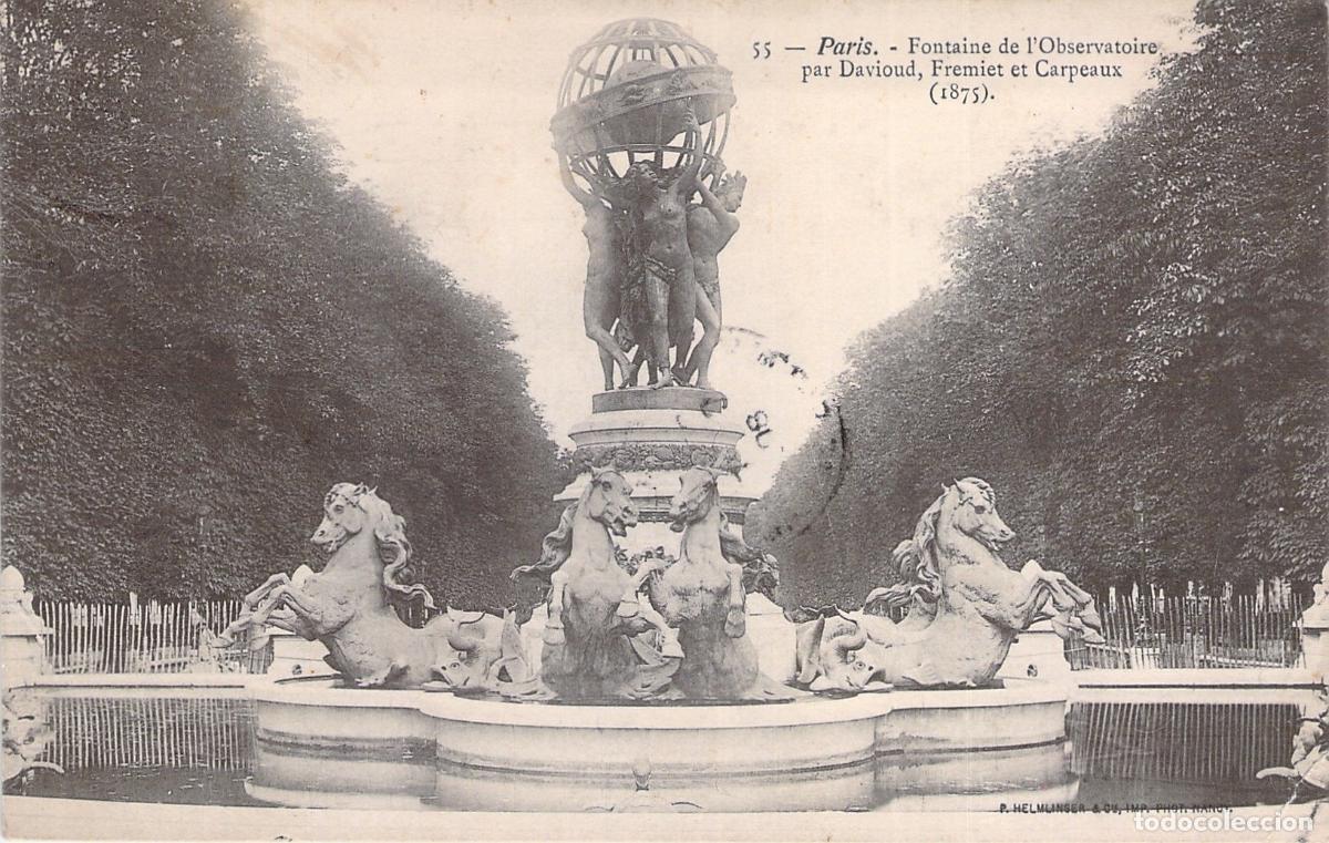 Postales: Postal Antigua de la Fuente del Observatorio en Par&iacute;s