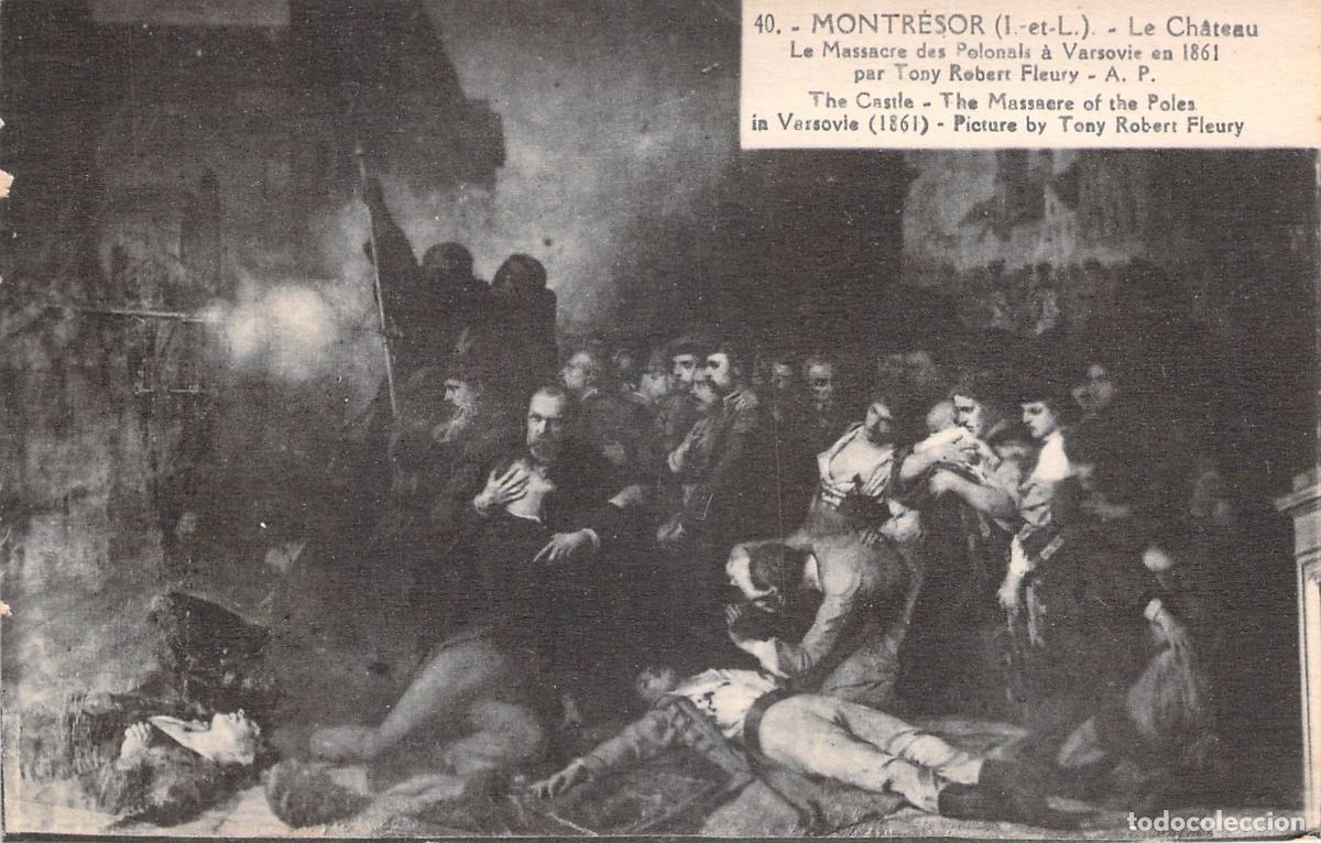 Postales: Postal Pintura Masacre de los Polacos en Varsovia Castillo de Montresor