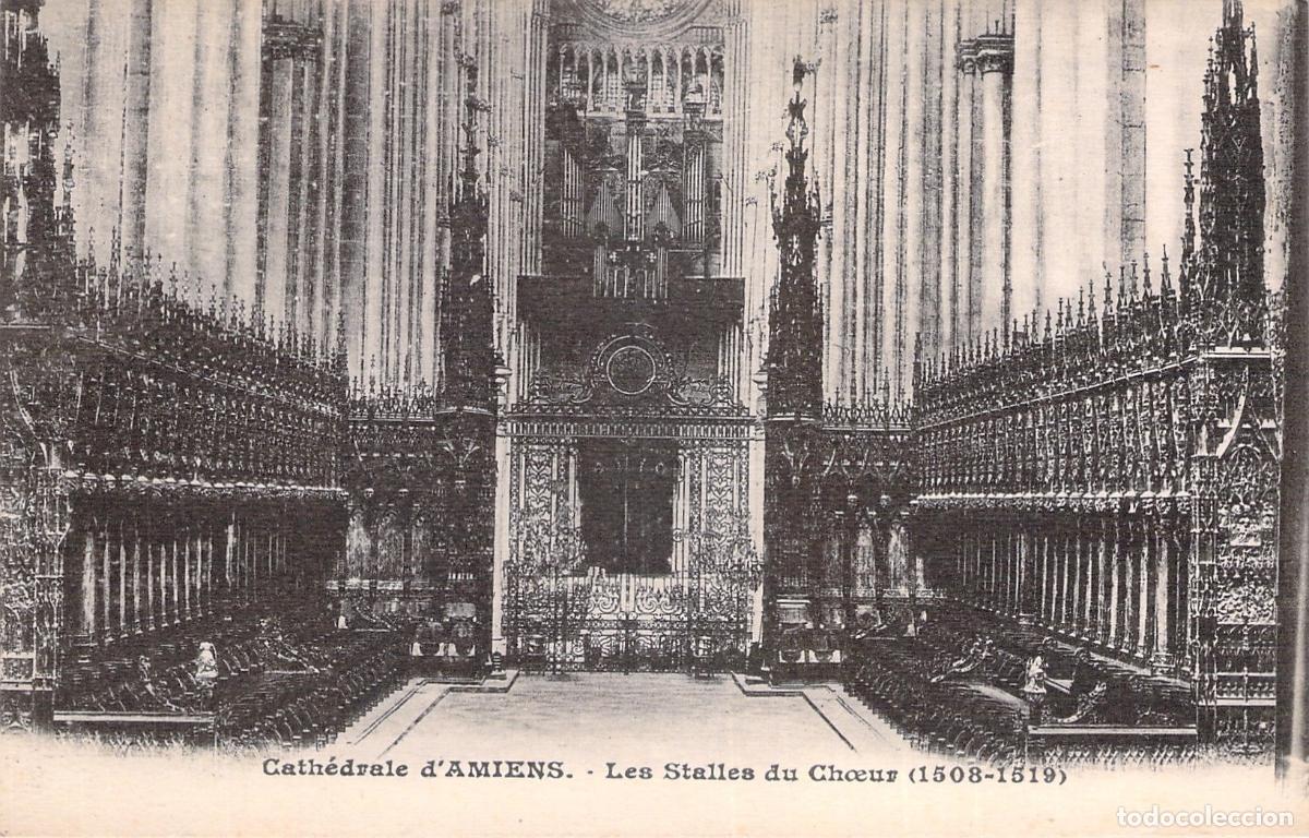 Postales: Postal de la Catedral de Amiens, Siller&iacute;a del Coro