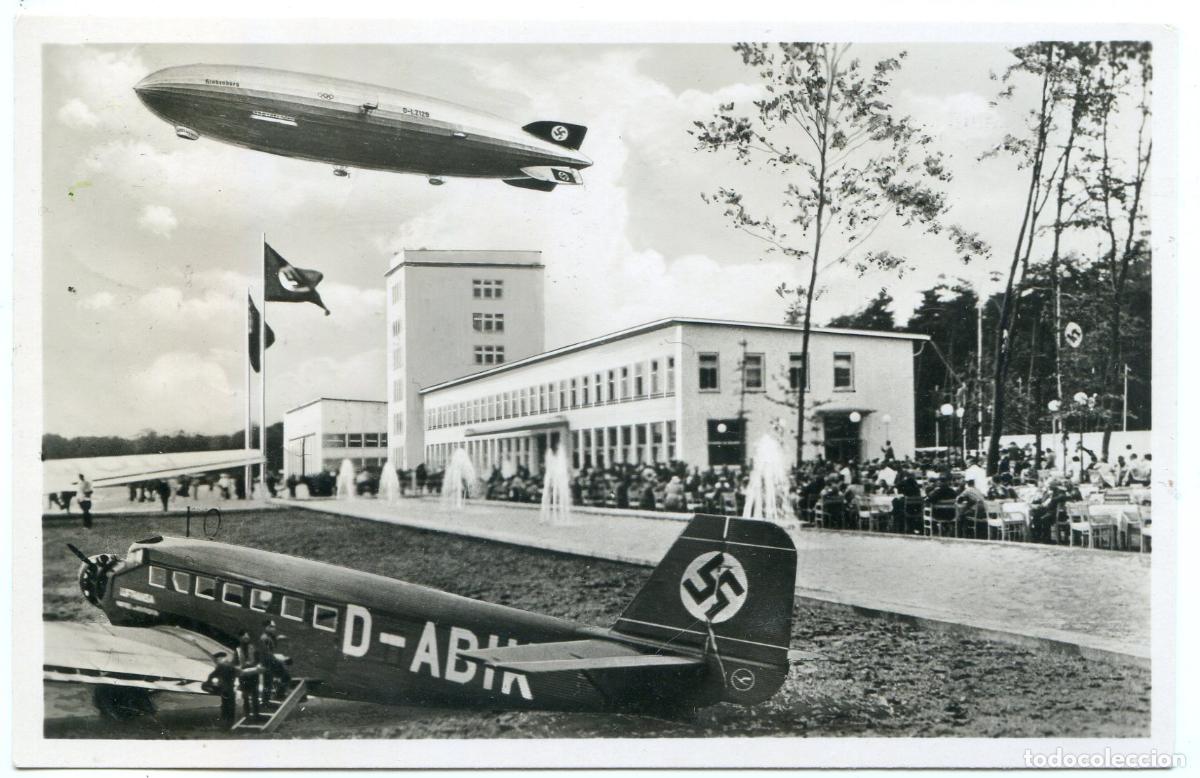 Postales: Flug un Zeppelin Hafen Gastst&auml;tten Frankfurt, circulada en 1937 Aeropuerto y puerto de dirigibles