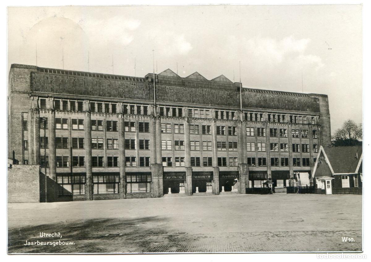 Postales: Utrecht, Jaarbeursgebouw, circulada en 1937. Edificio de Ferias, Pa&iacute;ses Bajos, Holanda