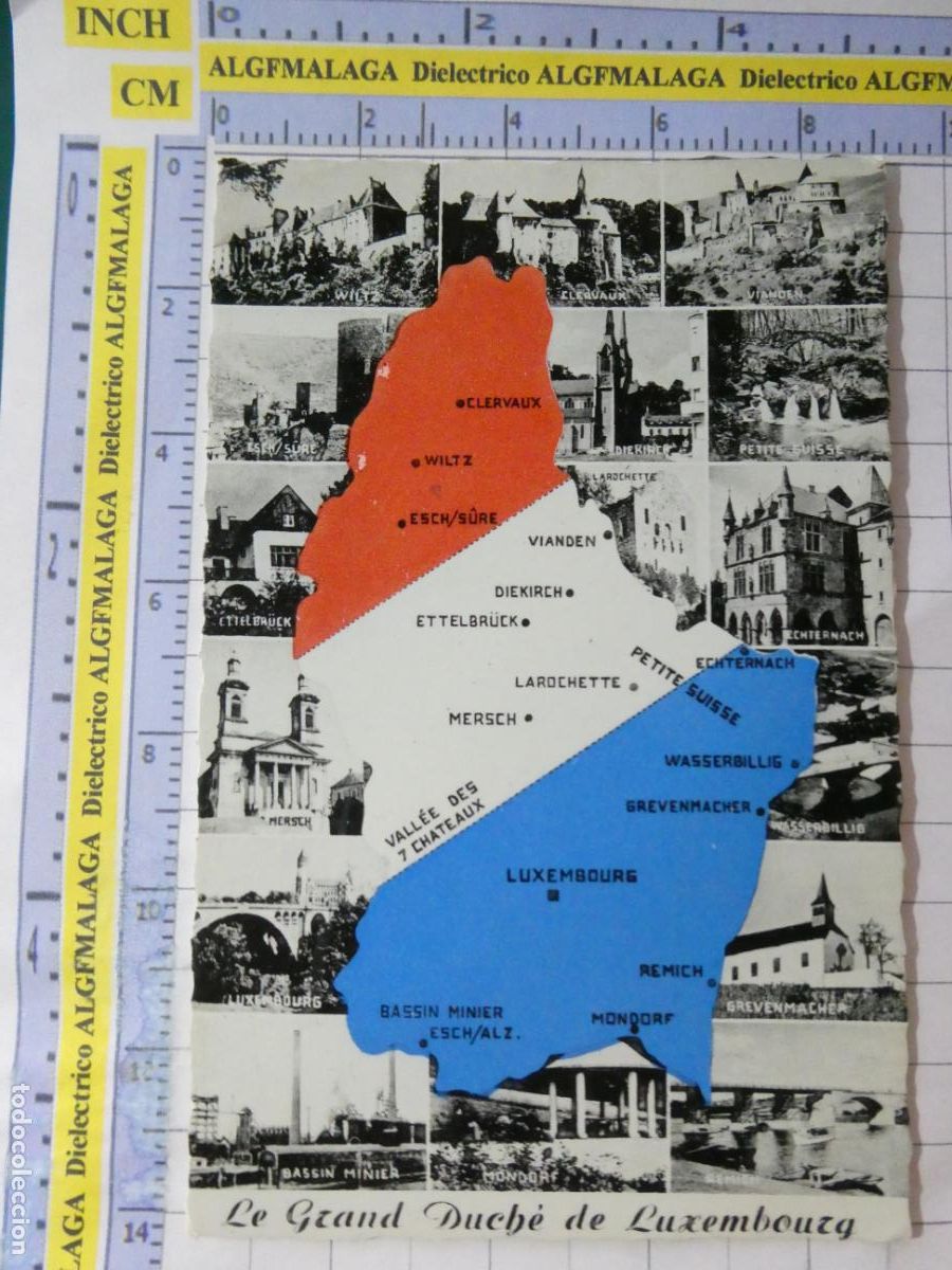 Postales: POSTAL DE LUXEMBURGO. GRAN DUCADO MAPA PLANO BANDERA MONUMENTOS. 729