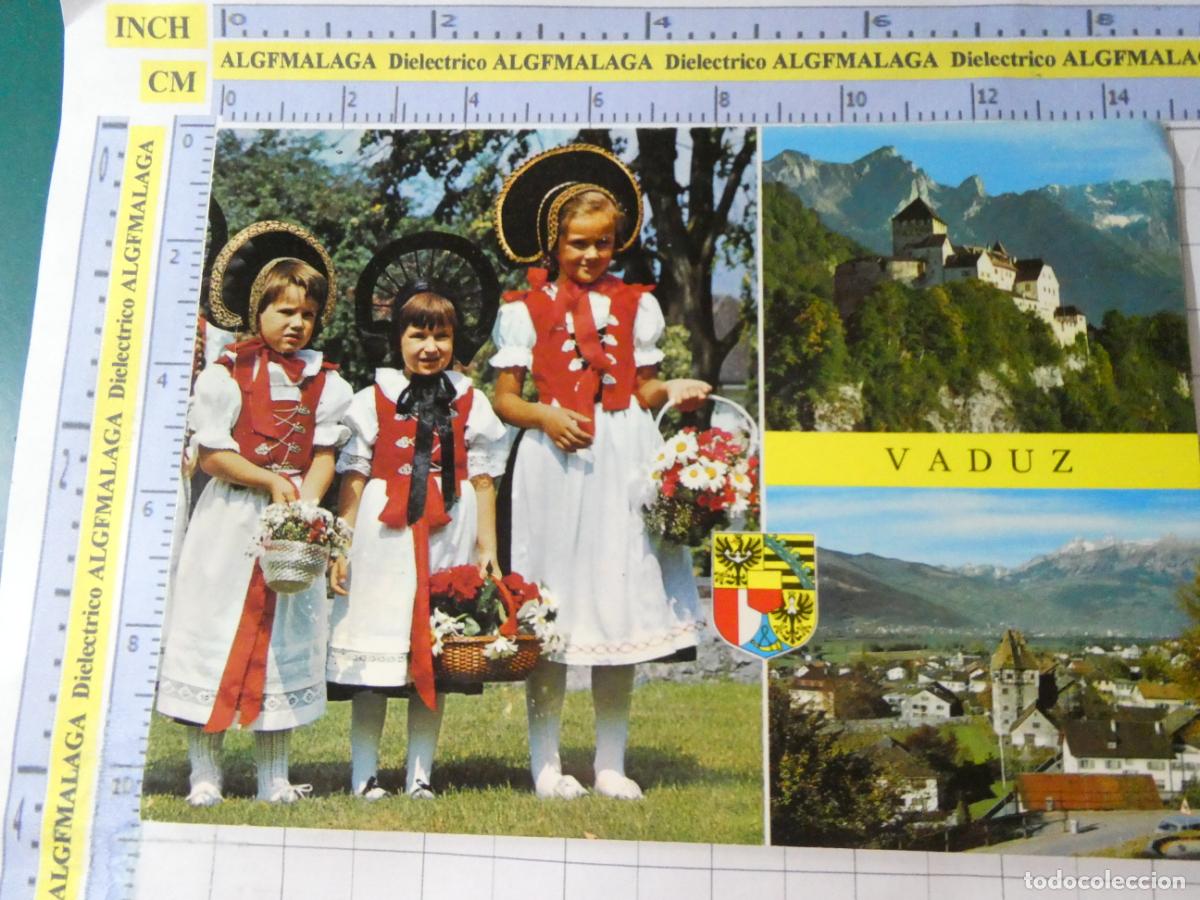 Postales: POSTAL DE LIECHTENSTEIN. VADUZ VISTAS FOLKLORE TIPISMO NIA&Ntilde;S TRAJES T&Iacute;PICOS. 734