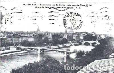 Postales: Francia y Marcofilia, Par&iacute;s, Panorama en el Sena, Par&iacute;s hacia la Torre Eiffel, Lisboa 1934 (48)