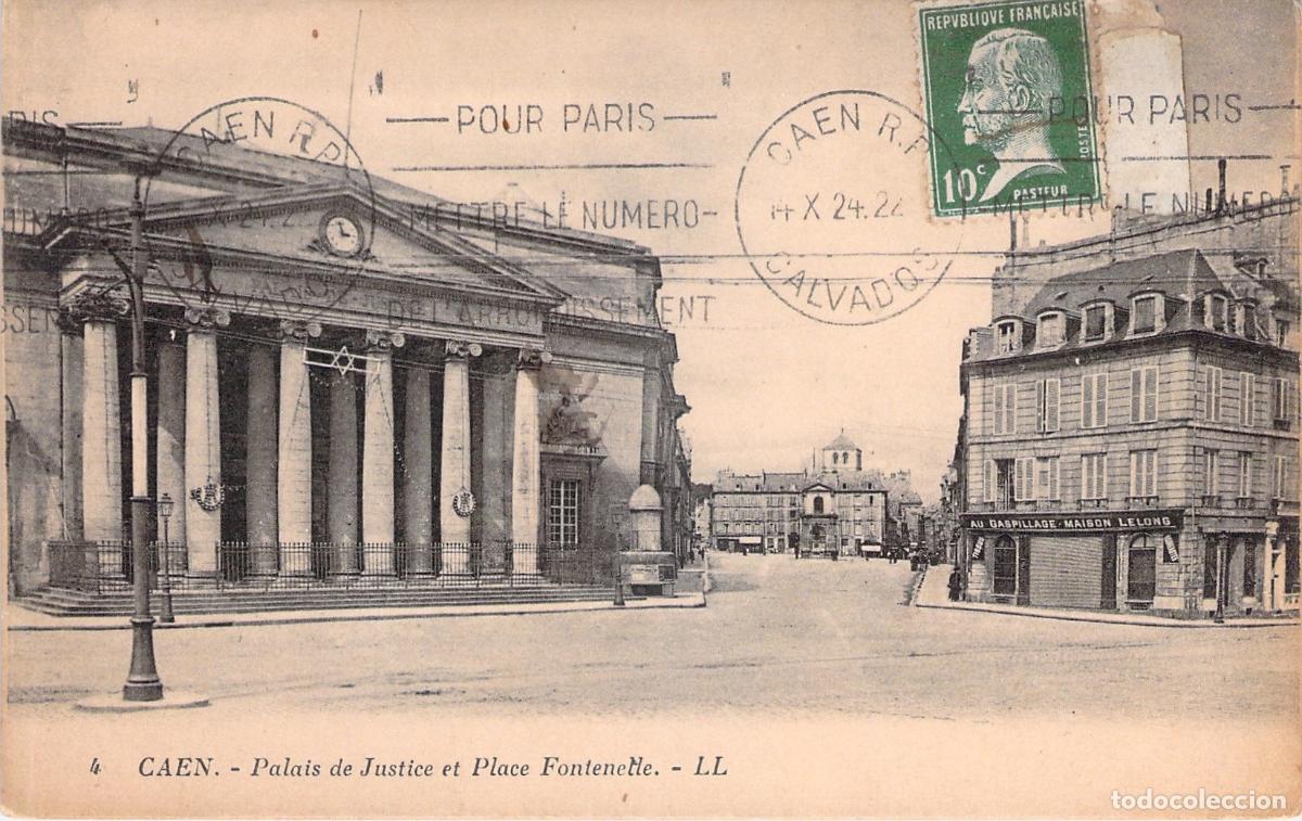 Postales: Postal de Caen: Palacio de Justicia y Plaza Fontenelle, Francia