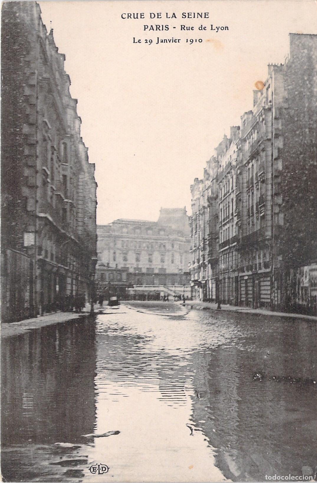 Postales: Postal de Par&iacute;s: Inundaci&oacute;n del Sena en la Calle de Lyon