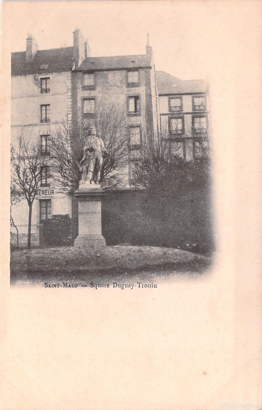 Postales: Postal de la Estatua en Square Duguay-Trouin, Saint-Malo