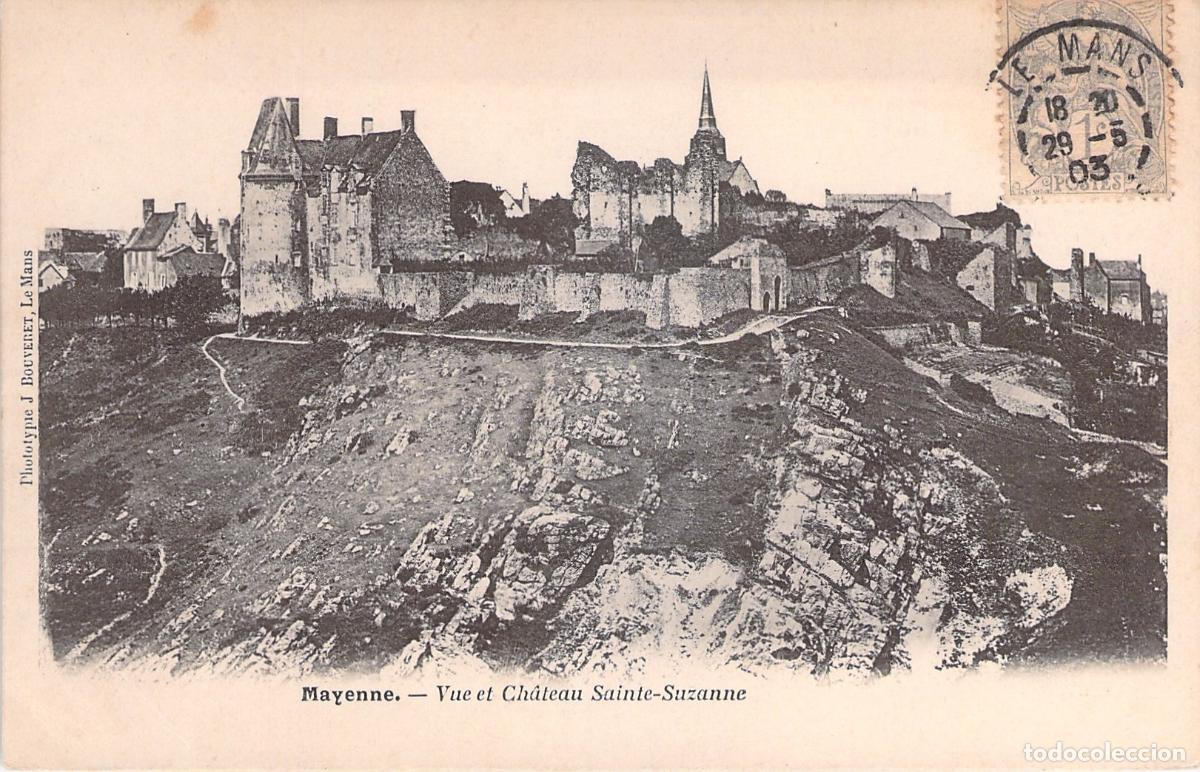 Postales: Postal de Mayenne: Vista del Castillo de Sainte-Suzanne