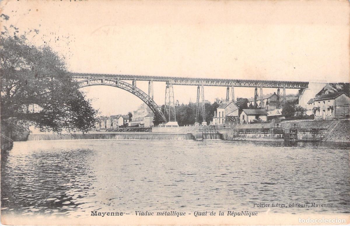 Postales: Tarjeta Postal Viaducto Met&aacute;lico y Quai de la R&eacute;publique en Mayenne