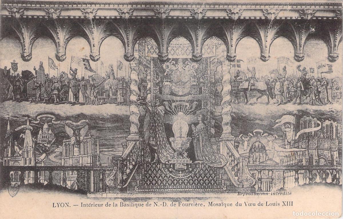 Postales: Postal Bas&iacute;lica Notre-Dame de Fourvi&egrave;re Lyon Mosaico Voto Luis XIII