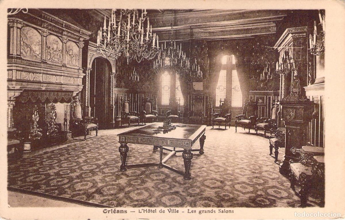 Postales: Postal de los Grandes Salones del Ayuntamiento de Orl&eacute;ans, Francia