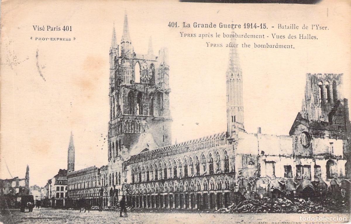 Postales: Postal de Ypres Despu&eacute;s del Bombardeo Batalla del Yser Primera Guerra Mundial