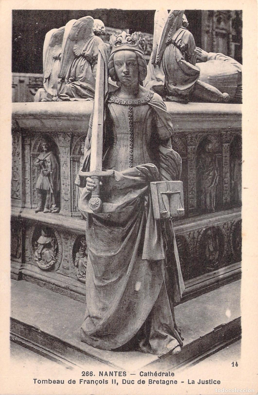 Postales: Postal de la Estatua de la Justicia en la Catedral de Nantes