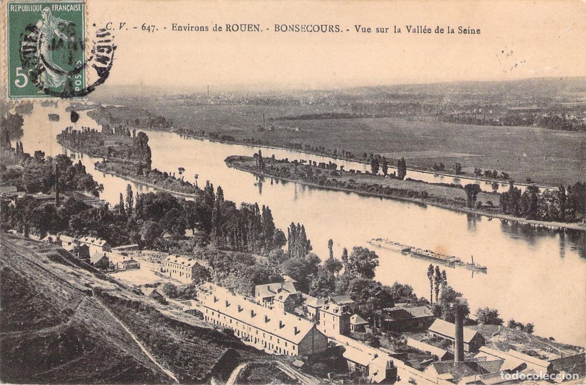 Postales: Postal de Bonsecours y la Vista del Valle del Sena