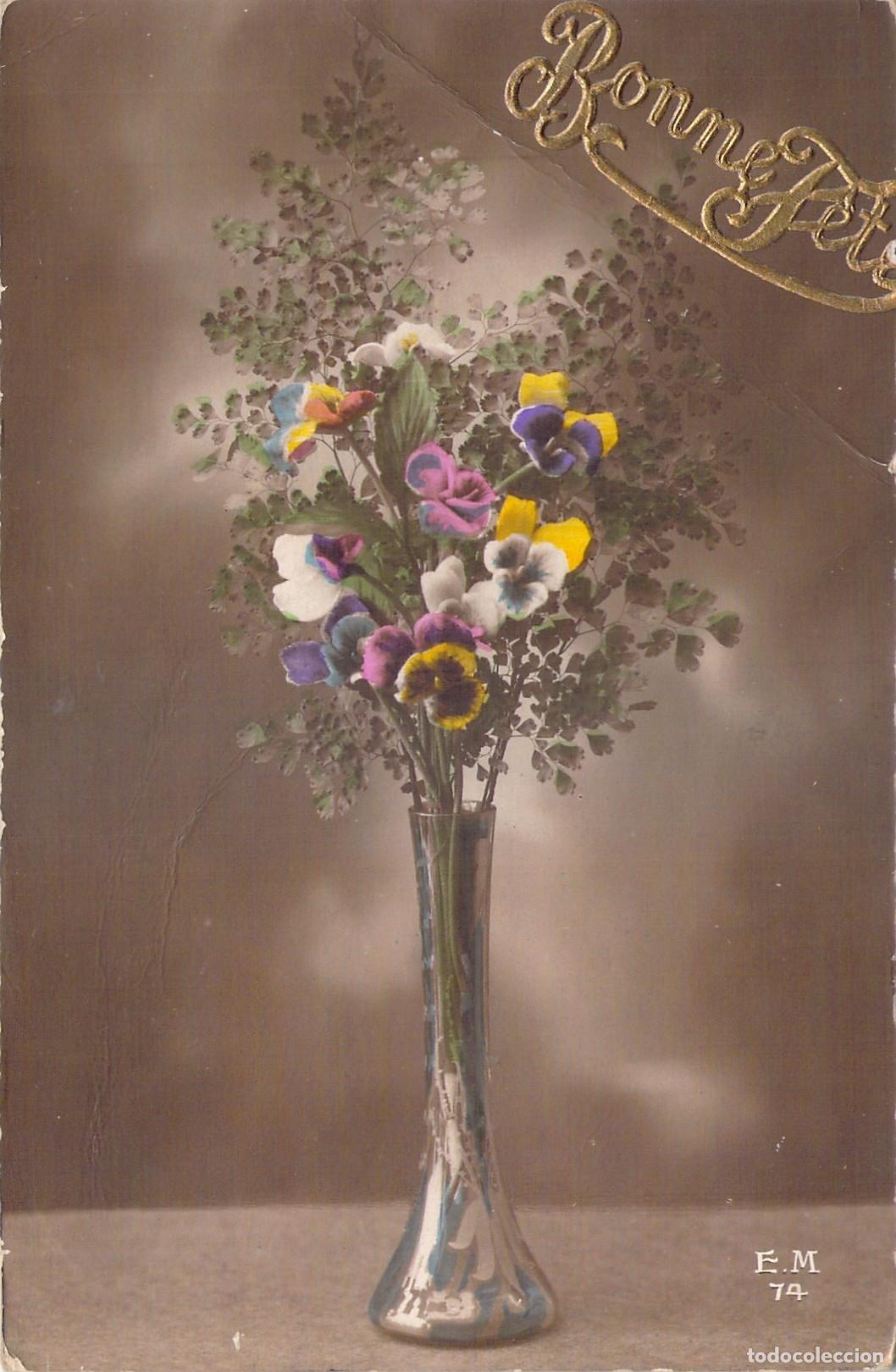 Postales: Postal Francesa Flores Pensamientos Bonne F&ecirc;te Jarr&oacute;n