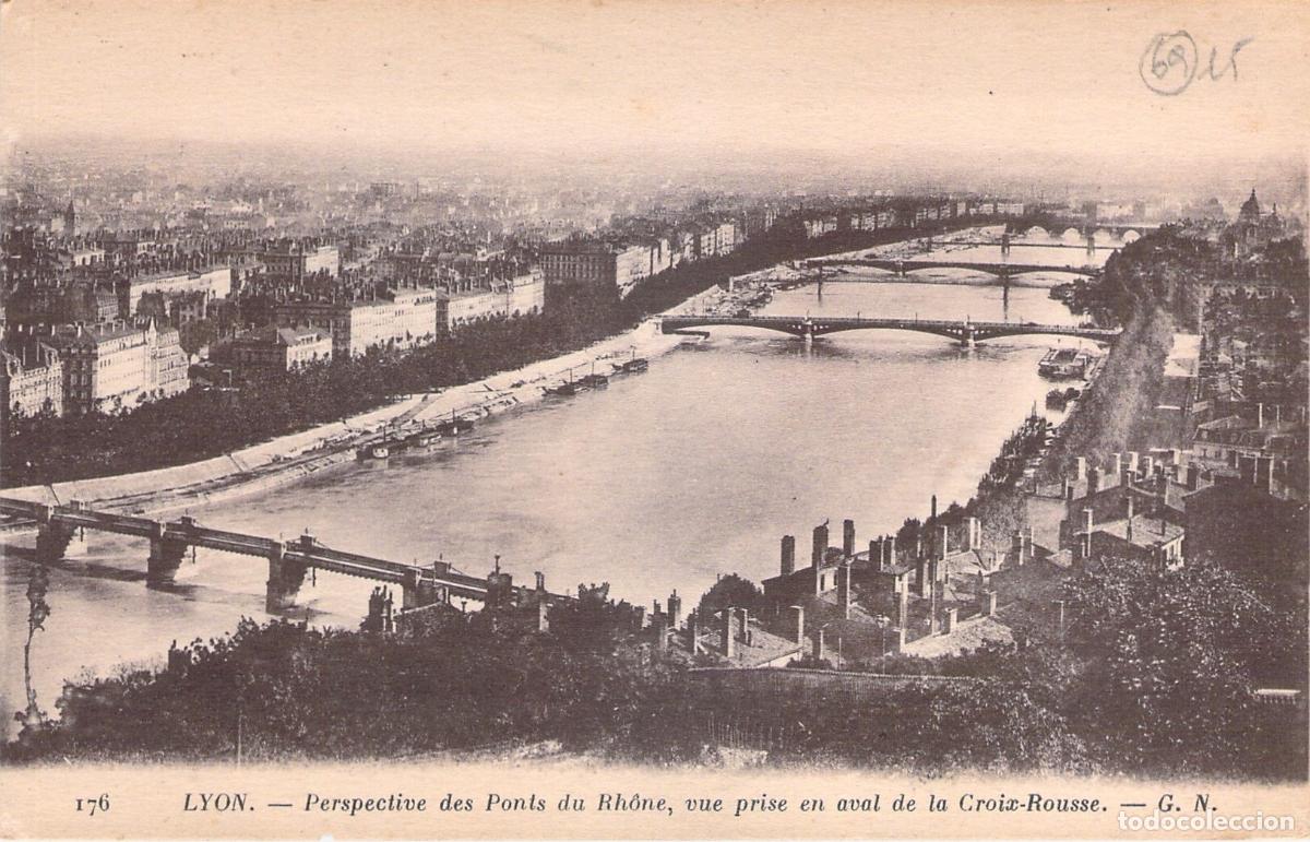 Cartoline: Postal de Lyon, Perspectiva de los Puentes del R&oacute;dano