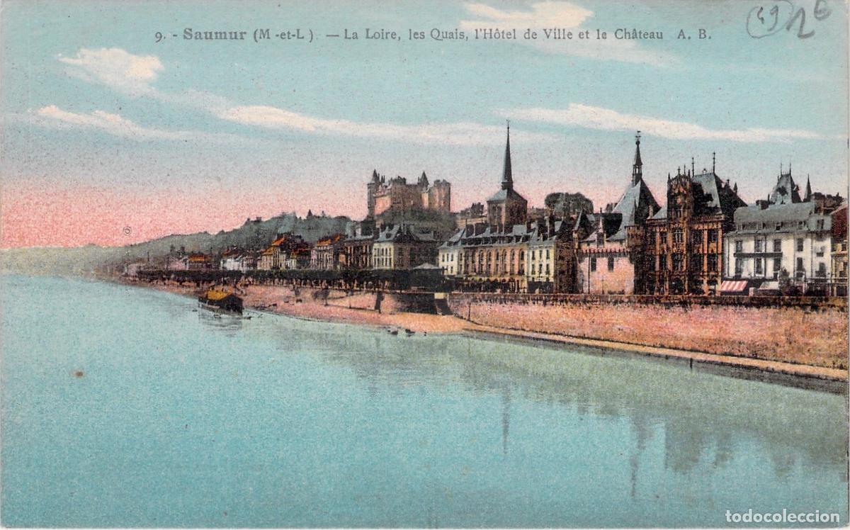 Cartoline: Postal de Saumur: El R&iacute;o Loira, los Muelles y el Castillo