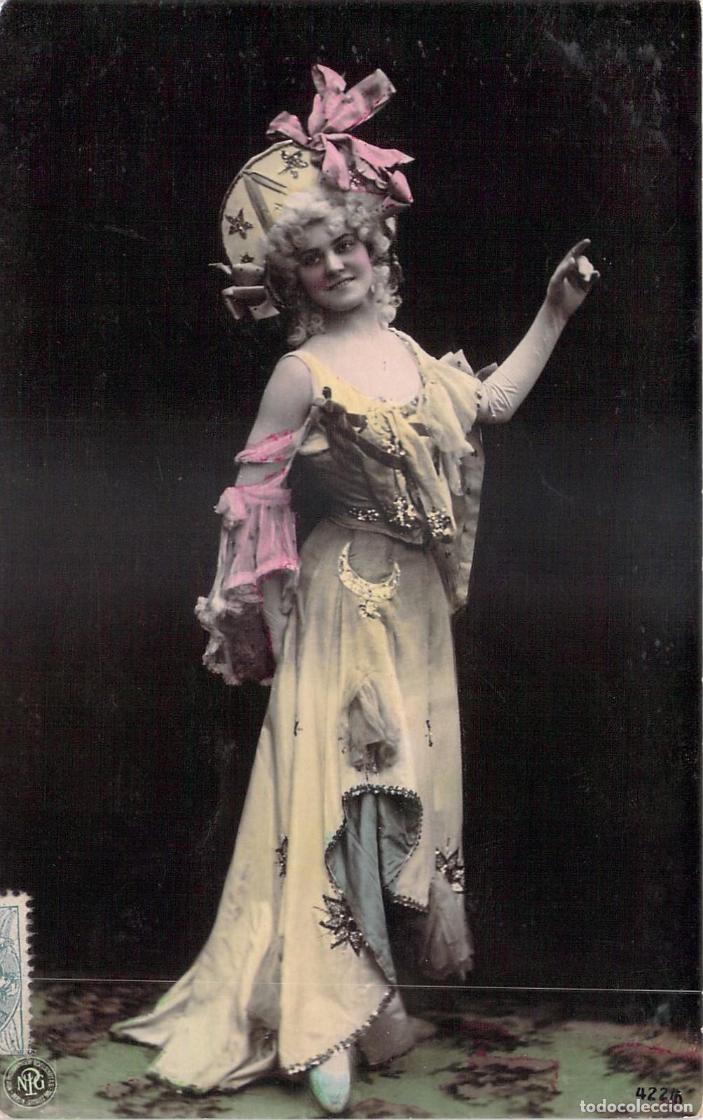 Postales: Postal Retrato de Actriz Francesa con Traje de &Eacute;poca