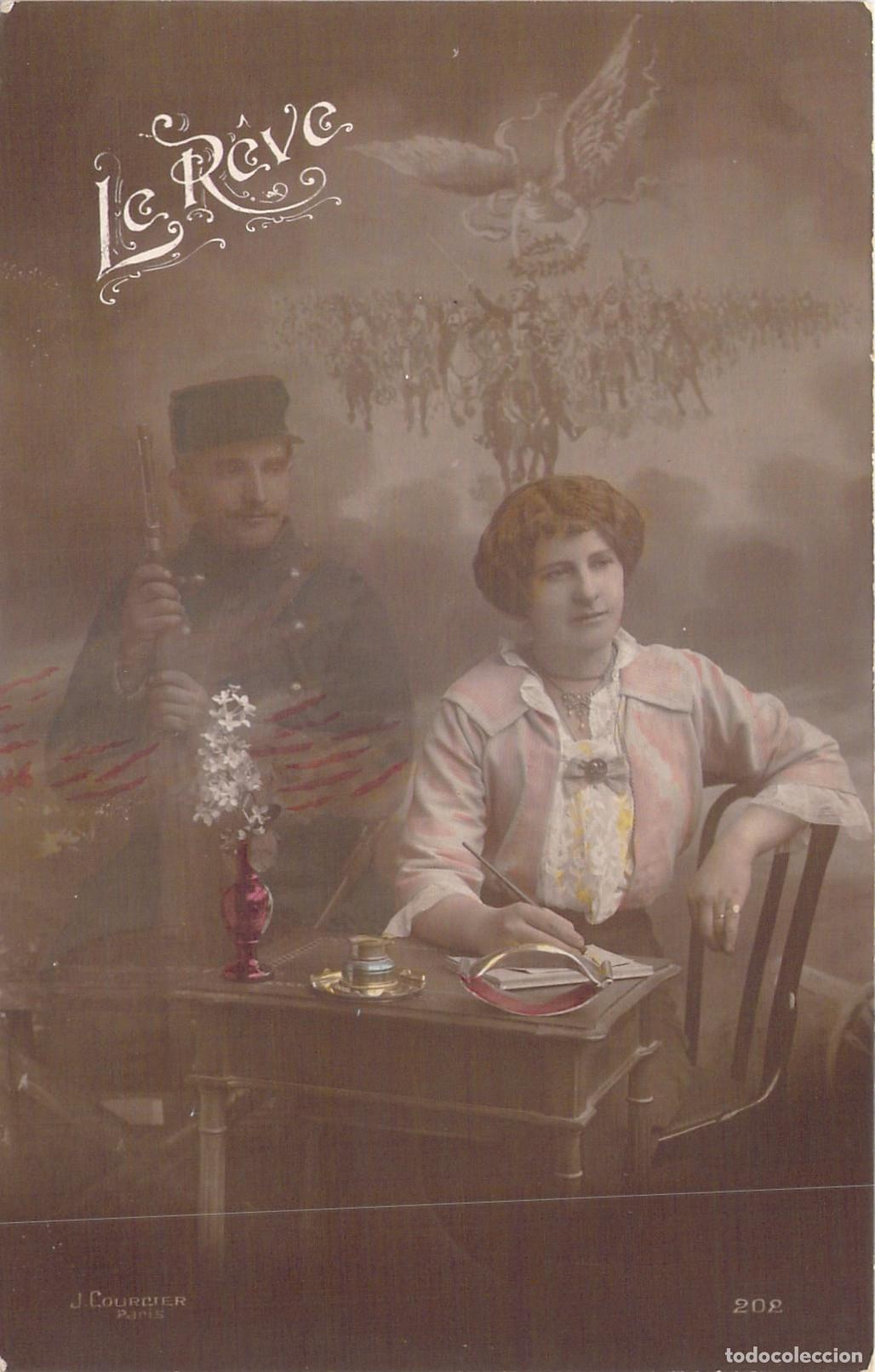 Postales: Postal Francesa Le R&ecirc;ve de Soldado y Mujer por J Courcier