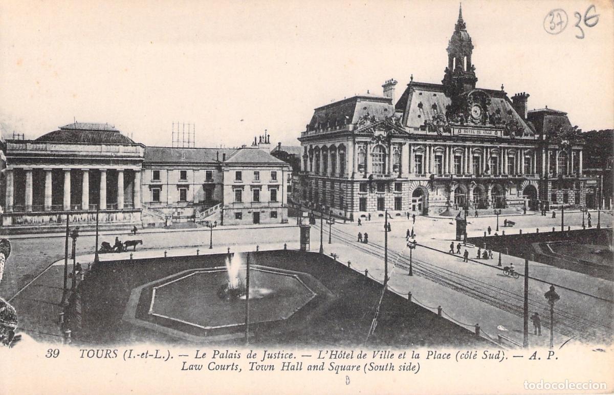 Postcards: Postal de Tours, Palacio de Justicia y Ayuntamiento, Francia