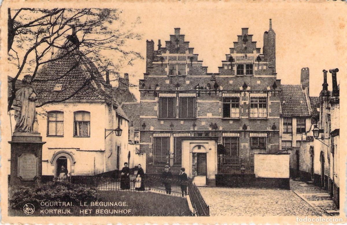 Postales: Postal de Kortrijk B&eacute;lgica El Beguinaje de Courtrai