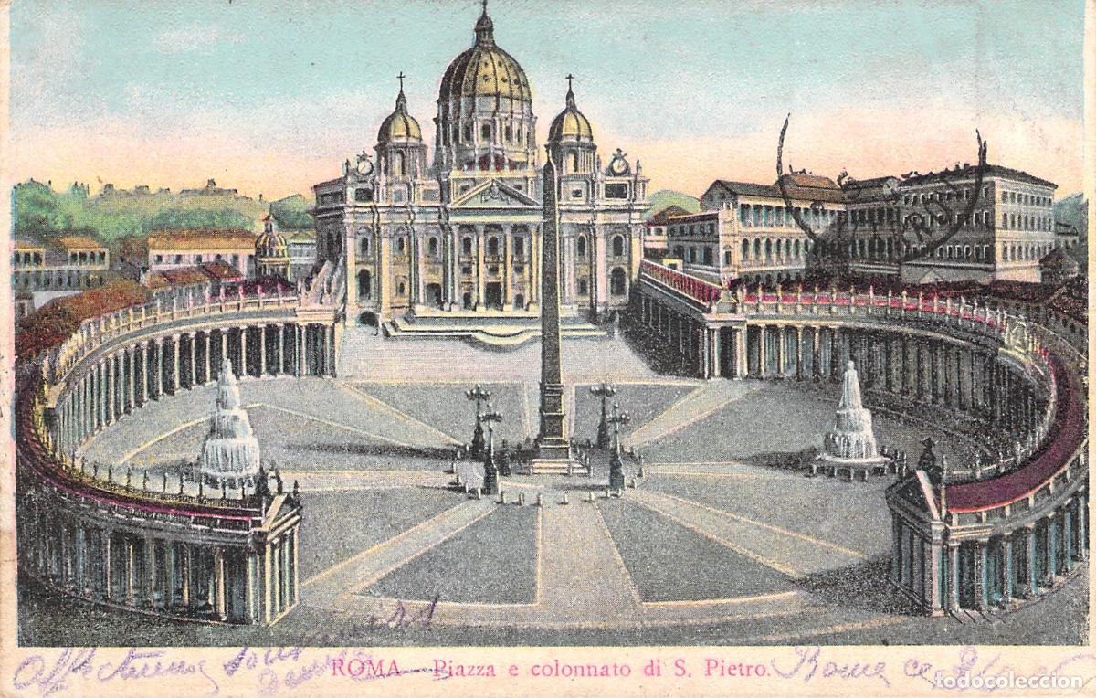 Postales: Postal de la Plaza y Columnata de San Pedro en Roma, Italia