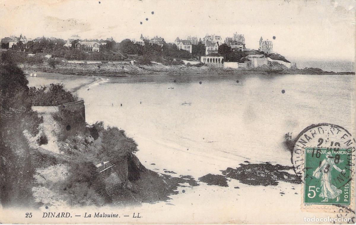 Postales: Postal de Dinard, La Malouine: Vista Costera de la Playa y Villas