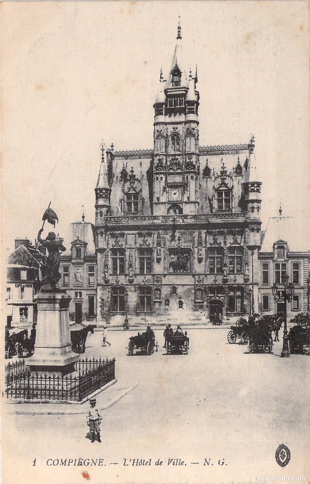 Postkarten: Postal del Ayuntamiento de Compi&egrave;gne, Francia