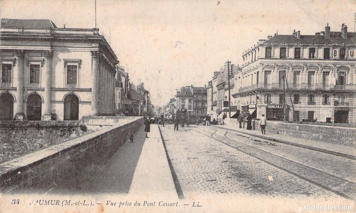 Postkarten: Postal de Saumur - Vista desde el Puente Cessart con Tranv&iacute;a