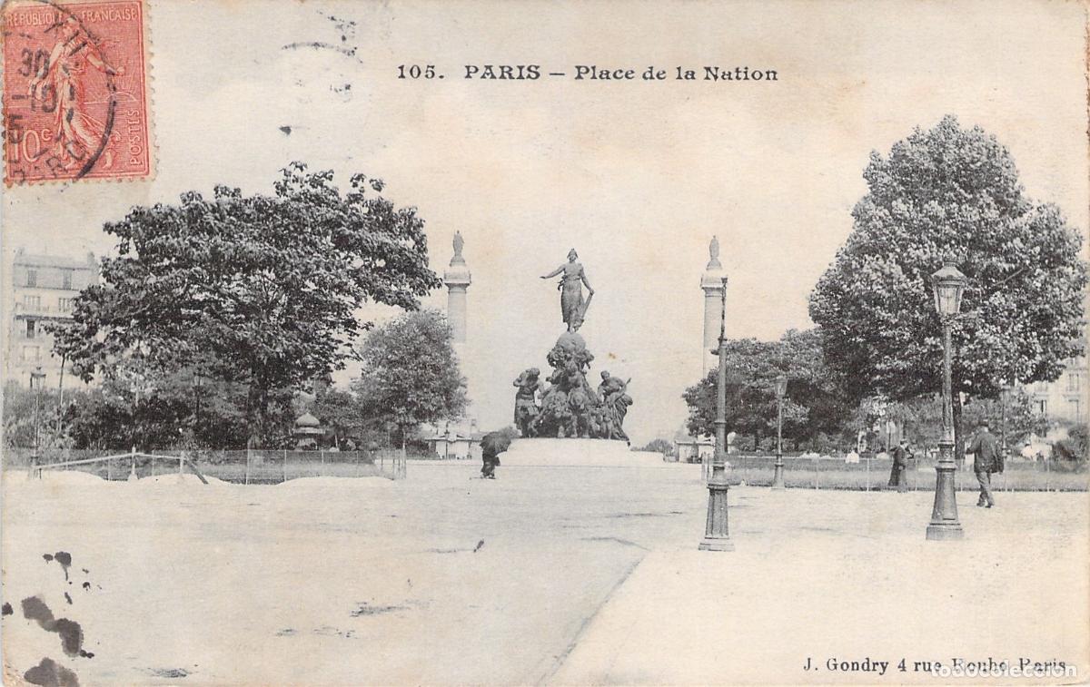 Postkarten: Postal Antigua de la Place de la Nation en Par&iacute;s con Monumento