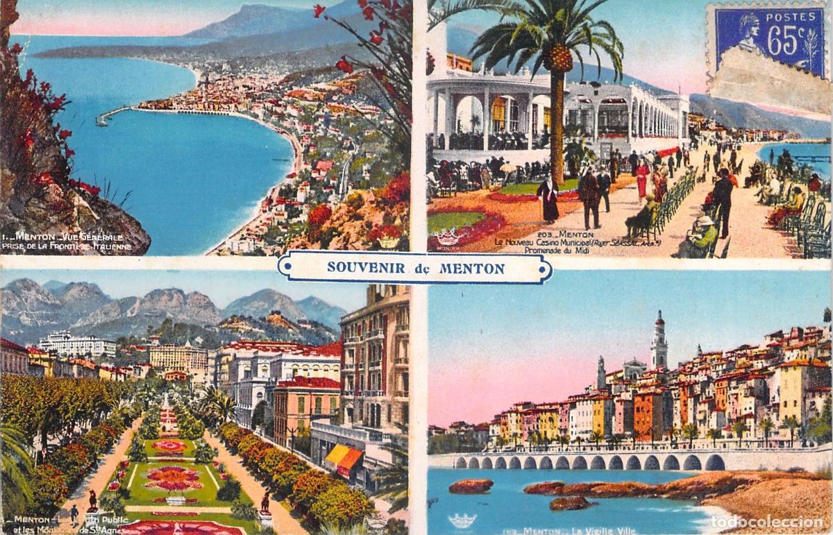 Postcards: Postal de Colecci&oacute;n Souvenir de Menton Multivista Francia