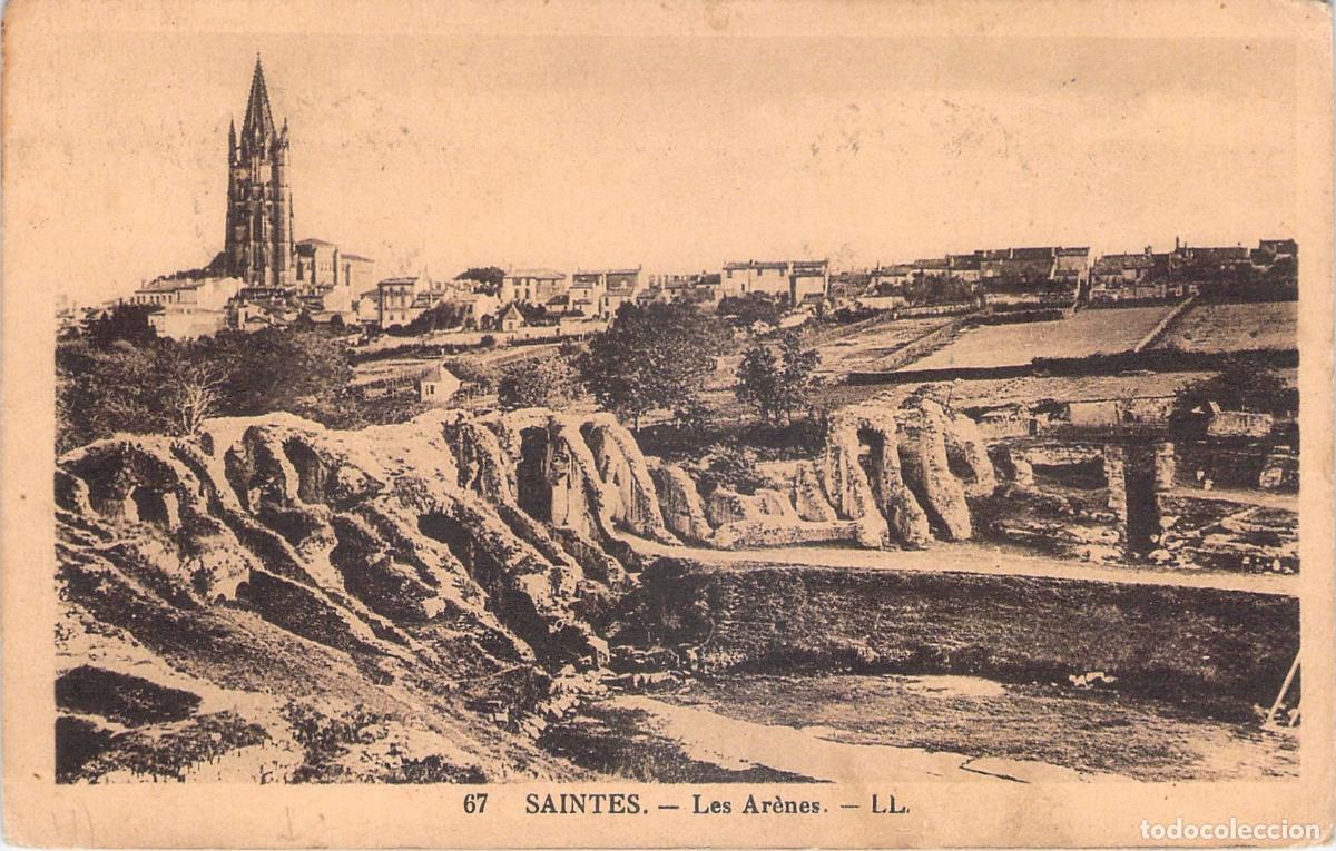 Postcards: Postal de Saintes - Les Ar&egrave;nes y vista de la ciudad, Francia